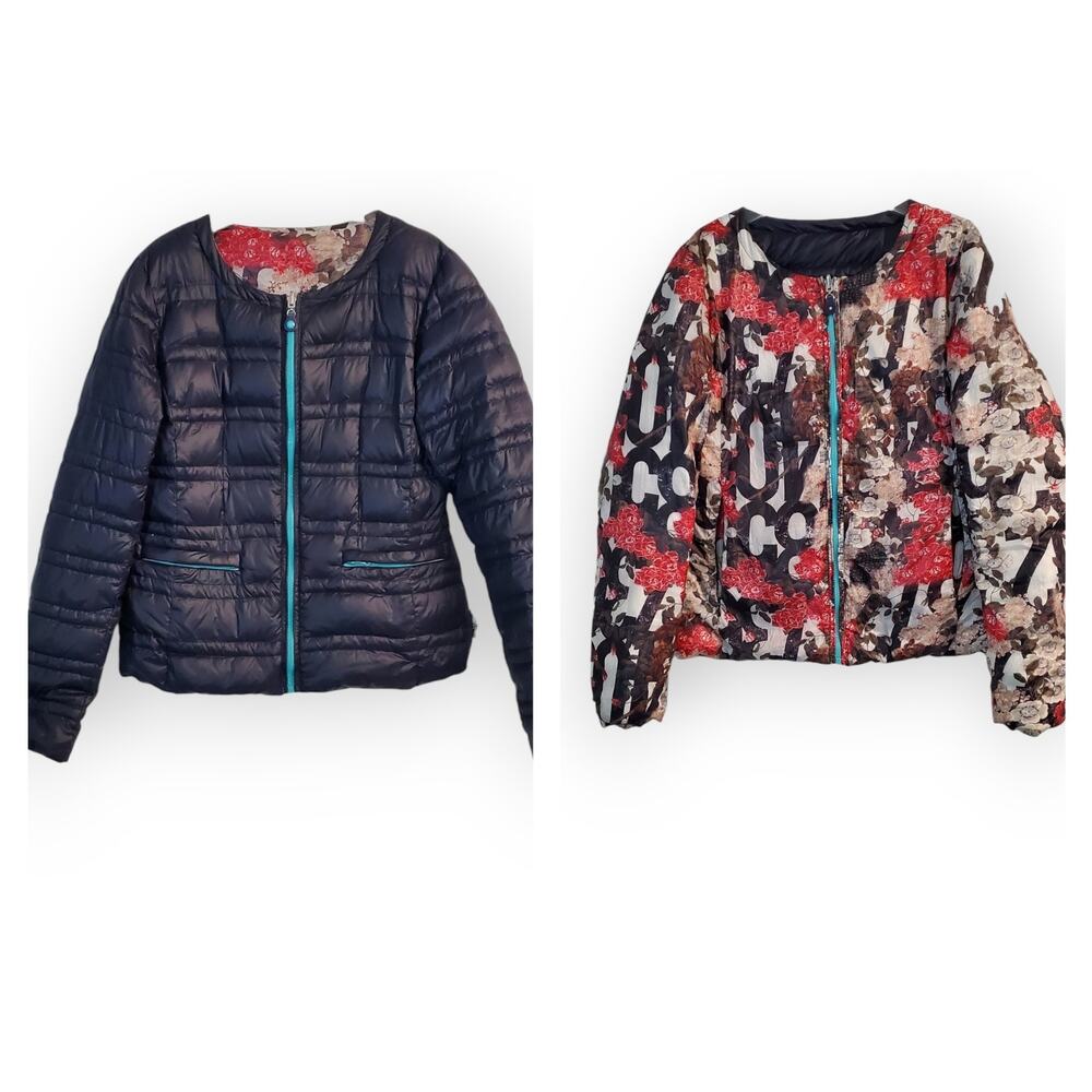 Gabs Italy Reversible Down Filled Women's Jacket M Floral Packable Light Chic